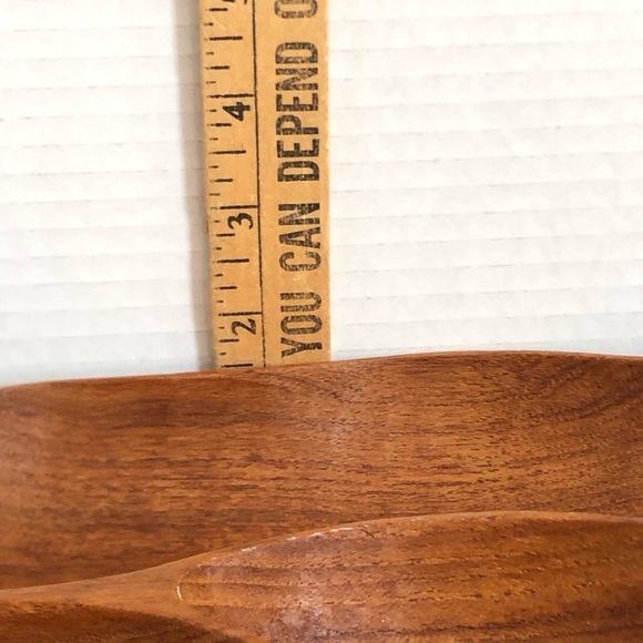 Vtg MCM Hand Carved Leaf Shaped Dish - Picture 10 of 16